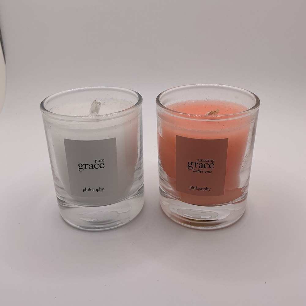 philosophy illuminating grace candle‎ Lot Of 2 Pure Grace Amazing Grace 2 Oz